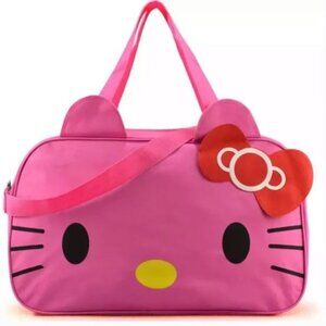 Hello Kitty Pink Travel Duffel Bag With Shoulder Strap & Bow Design For Kids Or